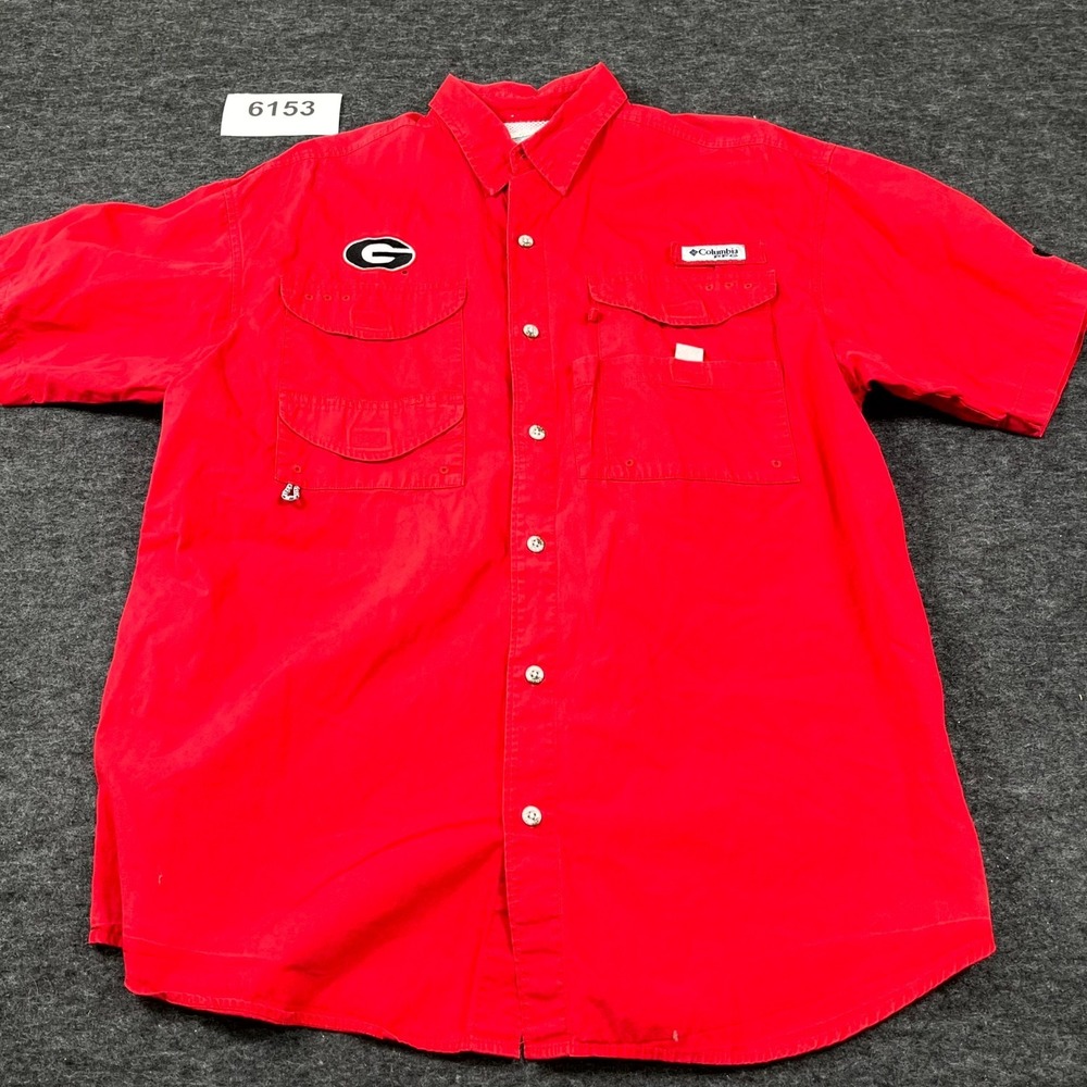 Georgia Bulldogs Fishing Shirt Men Medium Red Columbia PFG NCAA College Football